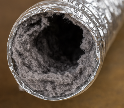 Dirty Dryer duct full of dust